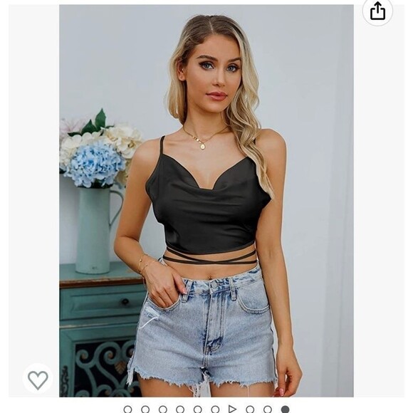 Tank Top Strappy Womens 2XL Plus Black Satin Silk Camisole Women Satin Shiny B2 - Picture 11 of 12